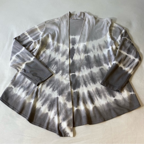 Produce Co. Tie Dye Open Cardigan Size Large Gray & White NY18P Made in USA - Picture 5 of 9
